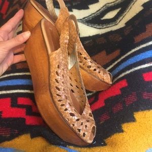 BCBG Maxazria wooden wedges/platforms
